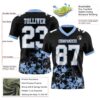 Custom Black White-Light Blue 3D Pattern Splash Authentic Football Jersey