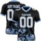 Black2979 Custom Black White-Light Blue 3D Pattern Splash Authentic Football Jersey