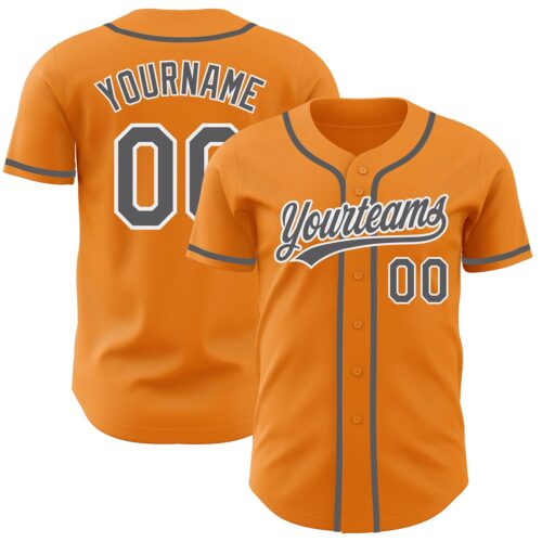 BlazeOrange0004_c45c4e15-5786-468b-b986-c293b6a3bc6e Custom Bay Orange Steel Gray-White Authentic Baseball Jersey