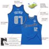 Custom Blue Gray-Navy Authentic Throwback Basketball Jersey