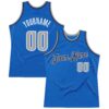 Custom Blue Gray-Navy Authentic Throwback Basketball Jersey