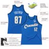 Custom Blue White-Black Authentic Throwback Basketball Jersey