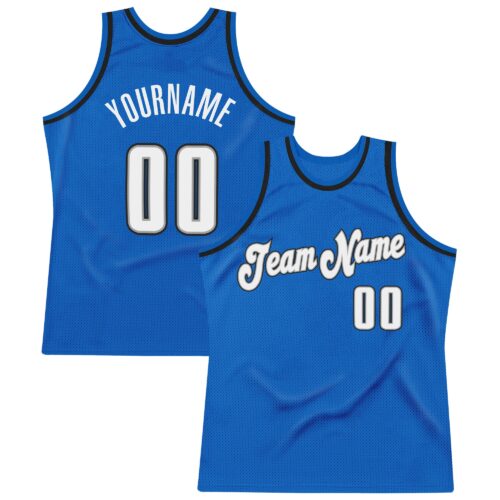Blue0010 Custom Blue White-Black Authentic Throwback Basketball Jersey