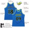 Custom Blue Black-Neon Green Authentic Throwback Basketball Jersey