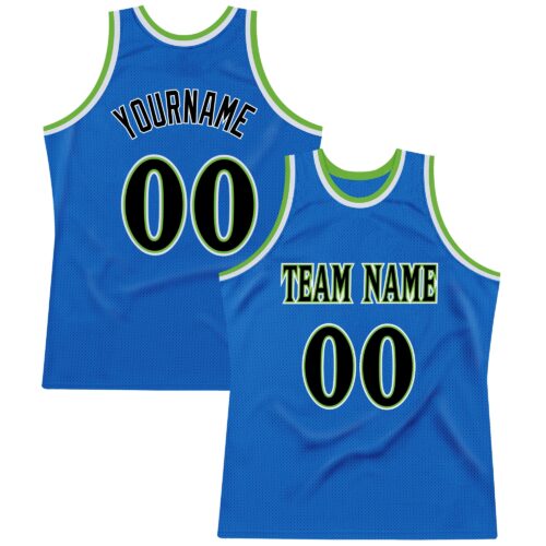 Blue0011 Custom Blue Black-Neon Green Authentic Throwback Basketball Jersey