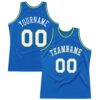 Custom Blue White-Kelly Green Authentic Throwback Basketball Jersey