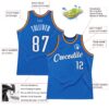 Custom Blue White-Navy Authentic Throwback Basketball Jersey