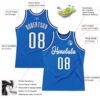Custom Blue White-Navy Authentic Throwback Basketball Jersey