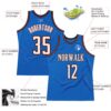 Custom Blue White-Orange Authentic Throwback Basketball Jersey