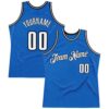 Custom Blue White-Black Authentic Throwback Basketball Jersey