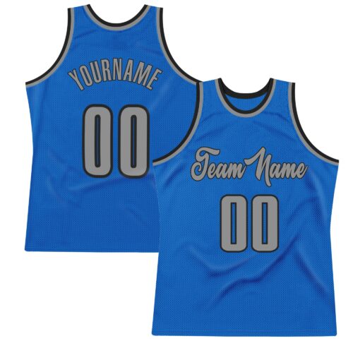 Custom Blue Gray-Black Authentic Throwback Basketball Jersey