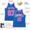 Custom Blue Pink-White Authentic Throwback Basketball Jersey