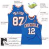 Custom Blue White-Orange Authentic Throwback Basketball Jersey