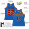 Custom Blue Red-Gold Authentic Throwback Basketball Jersey