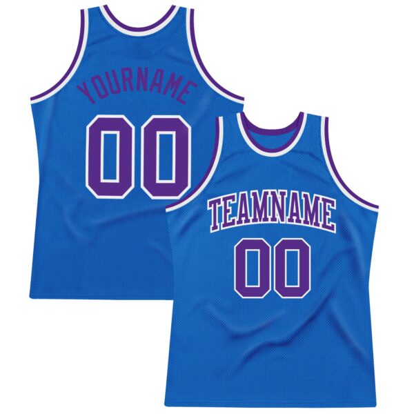 Custom Blue Purple-White Authentic Throwback Basketball Jersey