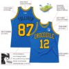 Custom Blue Gold-Black Authentic Throwback Basketball Jersey
