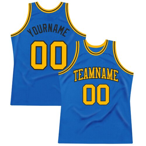 Blue0080 Custom Blue Gold-Black Authentic Throwback Basketball Jersey