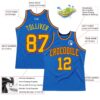 Custom Blue Gold Navy-Orange Authentic Throwback Basketball Jersey
