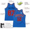 Custom Blue Red-Navy Authentic Throwback Basketball Jersey