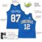 Custom Blue White Gray-Black Authentic Throwback Basketball Jersey