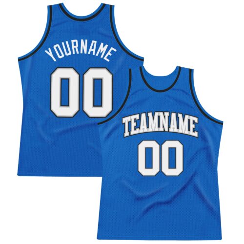 Blue0099 Custom Blue White Gray-Black Authentic Throwback Basketball Jersey