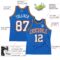 Custom Blue White Navy-Orange Authentic Throwback Basketball Jersey