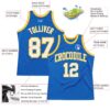 Custom Blue White-Gold Authentic Throwback Basketball Jersey