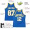 Custom Blue White-Gold Authentic Throwback Basketball Jersey