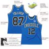 Custom Blue Black-Cream Authentic Throwback Basketball Jersey