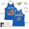 Custom Blue Vintage USA Flag-Cream Authentic Throwback Basketball Jersey