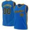 Custom Blue Black-Gold Authentic Throwback Basketball Jersey