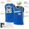 Custom Blue White-Gold Authentic Throwback Basketball Jersey