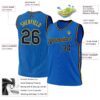 Custom Blue Navy-Gold Authentic Throwback Basketball Jersey