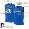 Custom Blue White-Black Authentic Throwback Basketball Jersey