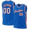 Custom Blue White-Red Authentic Throwback Basketball Jersey