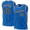 Custom Blue Black-White Authentic Throwback Basketball Jersey