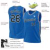 Custom Blue Black-White Authentic Throwback Basketball Jersey