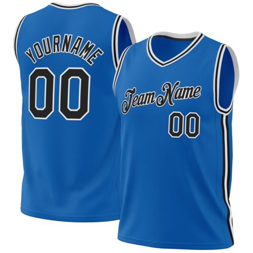 Blue0193 Custom Blue Black-White Authentic Throwback Basketball Jersey