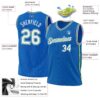 Custom Blue White-Kelly Green Authentic Throwback Basketball Jersey