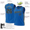 Custom Blue Black-Old Gold Authentic Throwback Basketball Jersey