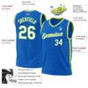 Custom Blue White-Neon Green Authentic Throwback Basketball Jersey