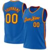 Custom Blue Gold-Red Authentic Throwback Basketball Jersey