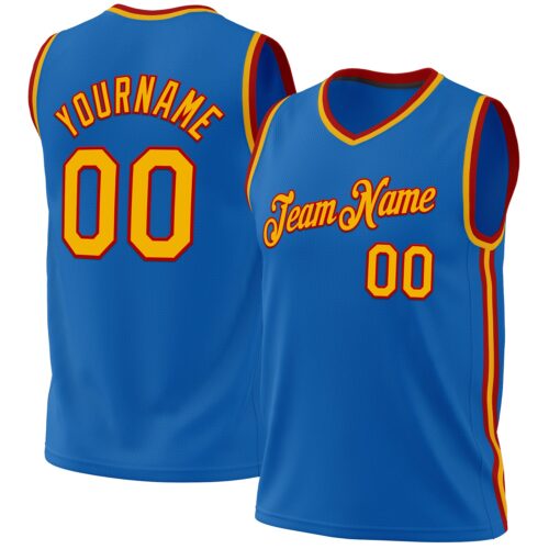 Blue0201 Custom Blue Gold-Red Authentic Throwback Basketball Jersey