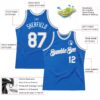 Custom Blue White-Gray Authentic Throwback Basketball Jersey
