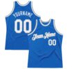 Custom Blue White-Gray Authentic Throwback Basketball Jersey