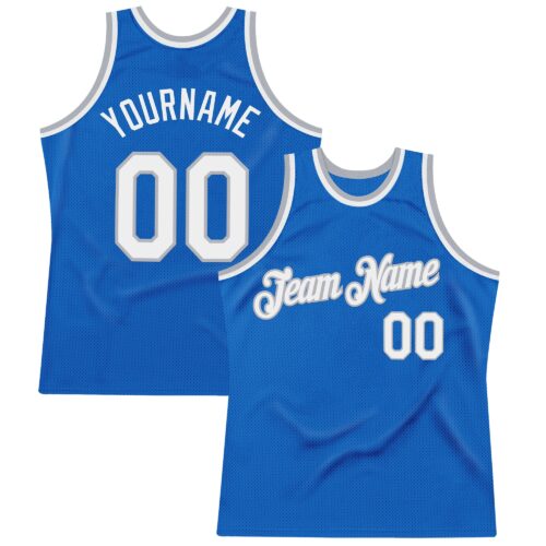 Blue0284 Custom Blue White-Gray Authentic Throwback Basketball Jersey