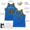 Custom Blue Black-Gold Authentic Throwback Basketball Jersey