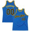 Custom Blue Black-Gold Authentic Throwback Basketball Jersey