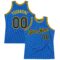 Custom Blue Black-Gold Authentic Throwback Basketball Jersey