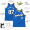 Custom Blue White-Old Gold Authentic Throwback Basketball Jersey